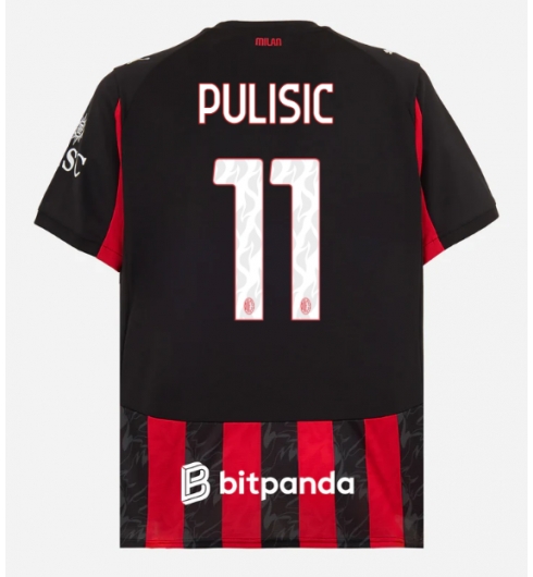 AC Milan Christian Pulisic #11 Hemmatröja 2025-26 Kortärmad AC Milan Christian Pulisic #11 Hemmatröja 2025-26 Kortärmad