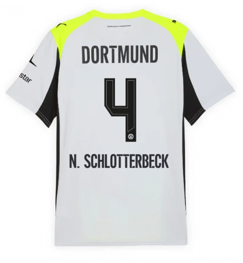 Borussia Dortmund Nico Schlotterbeck #4 Bortatröja 2025-26 Kortärmad Borussia Dortmund Nico Schlotterbeck #4 Bortatröja 2025-26 Kortärmad
