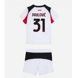 Fotbollsset Barn AC Milan Strahinja Pavlovic #31 Bortatröja 2025-26 Mini-Kit Kortärmad (+ korta byxor)