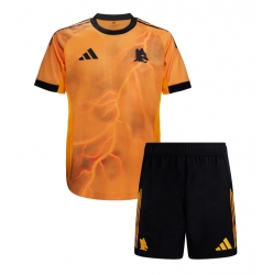 Fotbollsset Barn AS Roma Bortatröja 2025-26 Mini-Kit Kortärmad (+ korta byxor)