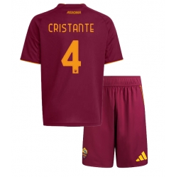 Fotbollsset Barn AS Roma Bryan Cristante #4 Hemmatröja 2025-26 Mini-Kit Kortärmad (+ korta byxor)