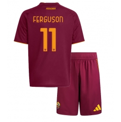 Fotbollsset Barn AS Roma Evan Ferguson #11 Hemmatröja 2025-26 Mini-Kit Kortärmad (+ korta byxor)