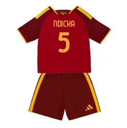 Fotbollsset Barn AS Roma Evan Ndicka #5 Hemmatröja 2026-27 Mini-Kit Kortärmad (+ korta byxor)
