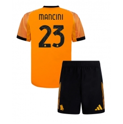 Fotbollsset Barn AS Roma Gianluca Mancini #23 Bortatröja 2025-26 Mini-Kit Kortärmad (+ korta byxor)