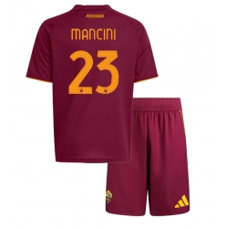 Fotbollsset Barn AS Roma Gianluca Mancini #23 Hemmatröja 2025-26 Mini-Kit Kortärmad (+ korta byxor)