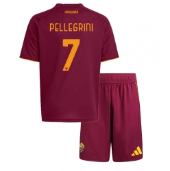 Fotbollsset Barn AS Roma Lorenzo Pellegrini #7 Hemmatröja 2025-26 Mini-Kit Kortärmad (+ korta byxor)