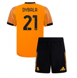 Fotbollsset Barn AS Roma Paulo Dybala #21 Bortatröja 2025-26 Mini-Kit Kortärmad (+ korta byxor)