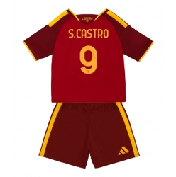 Fotbollsset Barn AS Roma Santiago Castro #9 Hemmatröja 2026-27 Mini-Kit Kortärmad (+ korta byxor)