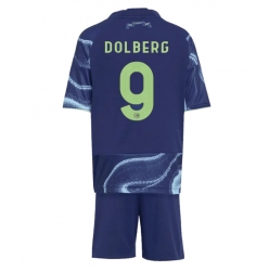 Fotbollsset Barn Ajax Kasper Dolberg #9 Bortatröja 2025-26 Mini-Kit Kortärmad (+ korta byxor)