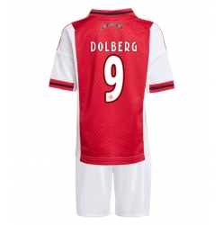 Fotbollsset Barn Ajax Kasper Dolberg #9 Hemmatröja 2025-26 Mini-Kit Kortärmad (+ korta byxor)