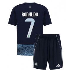 Fotbollsset Barn Al-Nassr Cristiano Ronaldo #7 Bortatröja 2025-26 Mini-Kit Kortärmad (+ korta byxor)