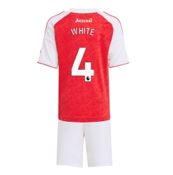 Fotbollsset Barn Arsenal Ben White #4 Hemmatröja 2025-26 Mini-Kit Kortärmad (+ korta byxor)