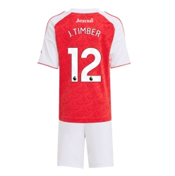 Fotbollsset Barn Arsenal Jurrien Timber #12 Hemmatröja 2025-26 Mini-Kit Kortärmad (+ korta byxor)