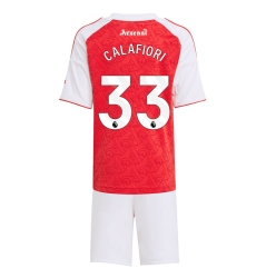 Fotbollsset Barn Arsenal Riccardo Calafiori #33 Hemmatröja 2025-26 Mini-Kit Kortärmad (+ korta byxor)