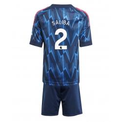 Fotbollsset Barn Arsenal William Saliba #2 Bortatröja 2025-26 Mini-Kit Kortärmad (+ korta byxor)