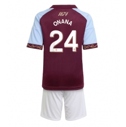 Fotbollsset Barn Aston Villa Amadou Onana #24 Hemmatröja 2025-26 Mini-Kit Kortärmad (+ korta byxor)