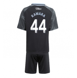 Fotbollsset Barn Aston Villa Boubacar Kamara #44 Bortatröja 2025-26 Mini-Kit Kortärmad (+ korta byxor)