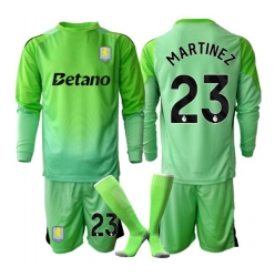 Fotbollsset Barn Aston Villa Emiliano Martinez #23 Målvakt Bortatröja 2025-26 Mini-Kit Långärmad (+ korta byxor)