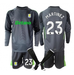 Fotbollsset Barn Aston Villa Emiliano Martinez #23 Målvakt Hemmatröja 2025-26 Mini-Kit Långärmad (+ korta byxor)