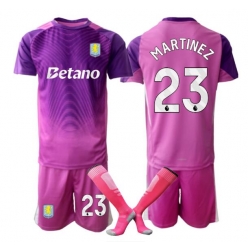 Fotbollsset Barn Aston Villa Emiliano Martinez #23 Målvakt Tredje Tröja 2025-26 Mini-Kit Kortärmad (+ korta byxor)