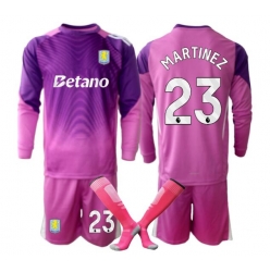 Fotbollsset Barn Aston Villa Emiliano Martinez #23 Målvakt Tredje Tröja 2025-26 Mini-Kit Långärmad (+ korta byxor)