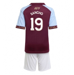 Fotbollsset Barn Aston Villa Jadon Sancho #19 Hemmatröja 2025-26 Mini-Kit Kortärmad (+ korta byxor)