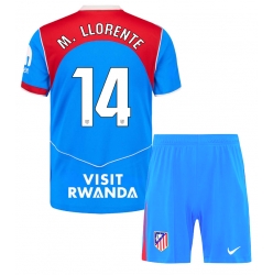 Fotbollsset Barn Atletico Madrid Marcos Llorente #14 Tredje Tröja 2025-26 Mini-Kit Kortärmad (+ korta byxor)