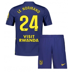 Fotbollsset Barn Atletico Madrid Robin Le Normand #24 Bortatröja 2025-26 Mini-Kit Kortärmad (+ korta byxor)