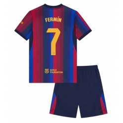 Fotbollsset Barn Barcelona Fermin Lopez #7 Hemmatröja 2026-27 Mini-Kit Kortärmad (+ korta byxor)