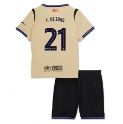 Fotbollsset Barn Barcelona Frenkie de Jong #21 Bortatröja 2025-26 Mini-Kit Kortärmad (+ korta byxor)