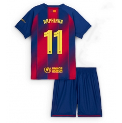 Fotbollsset Barn Barcelona Raphinha Belloli #11 Hemmatröja 2025-26 Mini-Kit Kortärmad (+ korta byxor)