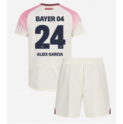 Fotbollsset Barn Bayer Leverkusen Aleix Garcia #24 Bortatröja 2025-26 Mini-Kit Kortärmad (+ korta byxor)