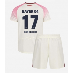 Fotbollsset Barn Bayer Leverkusen Eliesse Ben Seghir #17 Bortatröja 2025-26 Mini-Kit Kortärmad (+ korta byxor)
