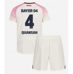Fotbollsset Barn Bayer Leverkusen Jarell Quansah #4 Bortatröja 2025-26 Mini-Kit Kortärmad (+ korta byxor)