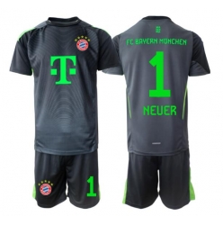 Fotbollsset Barn Bayern Munich Manuel Neuer #1 Målvakt Bortatröja 2025-26 Mini-Kit Kortärmad (+ korta byxor)