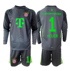 Fotbollsset Barn Bayern Munich Manuel Neuer #1 Målvakt Bortatröja 2025-26 Mini-Kit Långärmad (+ korta byxor)
