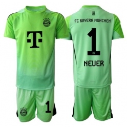 Fotbollsset Barn Bayern Munich Manuel Neuer #1 Målvakt Hemmatröja 2025-26 Mini-Kit Kortärmad (+ korta byxor)