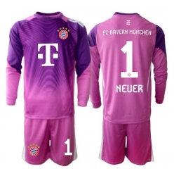 Fotbollsset Barn Bayern Munich Manuel Neuer #1 Målvakt Tredje Tröja 2025-26 Mini-Kit Långärmad (+ korta byxor)