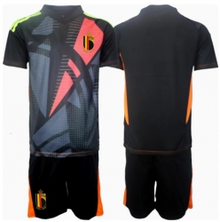 Fotbollsset Barn Belgien Målvakt Hemmatröja EM 2024 Mini-Kit Kortärmad (+ korta byxor)