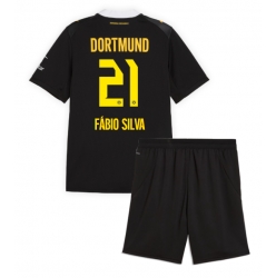 Fotbollsset Barn Borussia Dortmund Fabio Silva #21 Bortatröja 2026-27 Mini-Kit Kortärmad (+ korta byxor)