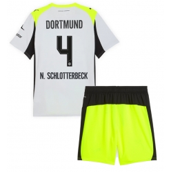 Fotbollsset Barn Borussia Dortmund Nico Schlotterbeck #4 Bortatröja 2025-26 Mini-Kit Kortärmad (+ korta byxor)