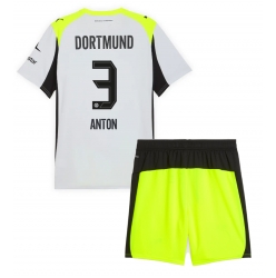 Fotbollsset Barn Borussia Dortmund Waldemar Anton #3 Bortatröja 2025-26 Mini-Kit Kortärmad (+ korta byxor)