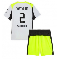 Fotbollsset Barn Borussia Dortmund Yan Couto #2 Bortatröja 2025-26 Mini-Kit Kortärmad (+ korta byxor)