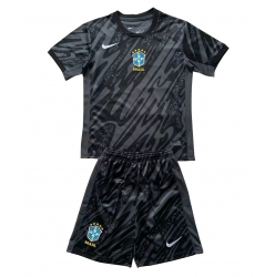 Fotbollsset Barn Brasilien Målvakt Bortatröja Copa America 2024 Mini-Kit Kortärmad (+ korta byxor)