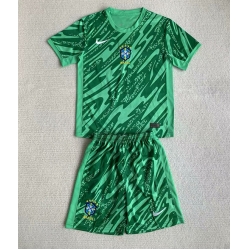 Fotbollsset Barn Brasilien Målvakt Hemmatröja Copa America 2024 Mini-Kit Kortärmad (+ korta byxor)