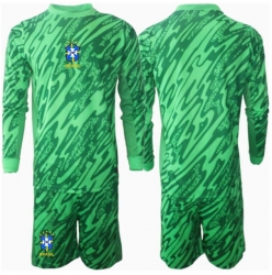 Fotbollsset Barn Brasilien Målvakt Hemmatröja Copa America 2024 Mini-Kit Långärmad (+ korta byxor)