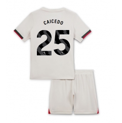 Fotbollsset Barn Chelsea Moises Caicedo #25 Bortatröja 2025-26 Mini-Kit Kortärmad (+ korta byxor)