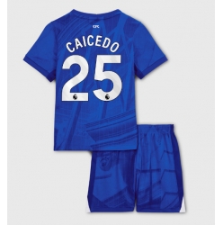 Fotbollsset Barn Chelsea Moises Caicedo #25 Hemmatröja 2025-26 Mini-Kit Kortärmad (+ korta byxor)