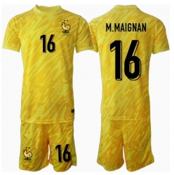 Fotbollsset Barn Frankrike Mike Maignan #16 Målvakt Hemmatröja EM 2024 Mini-Kit Kortärmad (+ korta byxor)