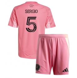 Fotbollsset Barn Inter Miami Sergio Busquets #5 Hemmatröja 2025-26 Mini-Kit Kortärmad (+ korta byxor)